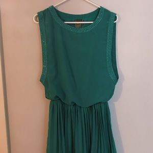Francesca’s Blouson Teal Beaded Dress